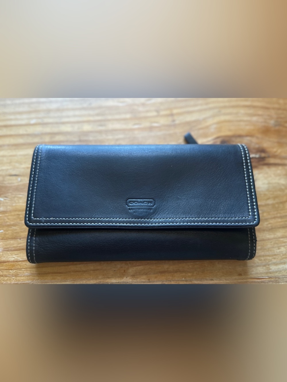 Vintage Coach Black Leather Soho Continental Slim Envelope Wallet - EUC